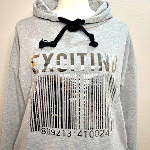 Gray Drop Shoulder Long Sleeve Hoodie Top